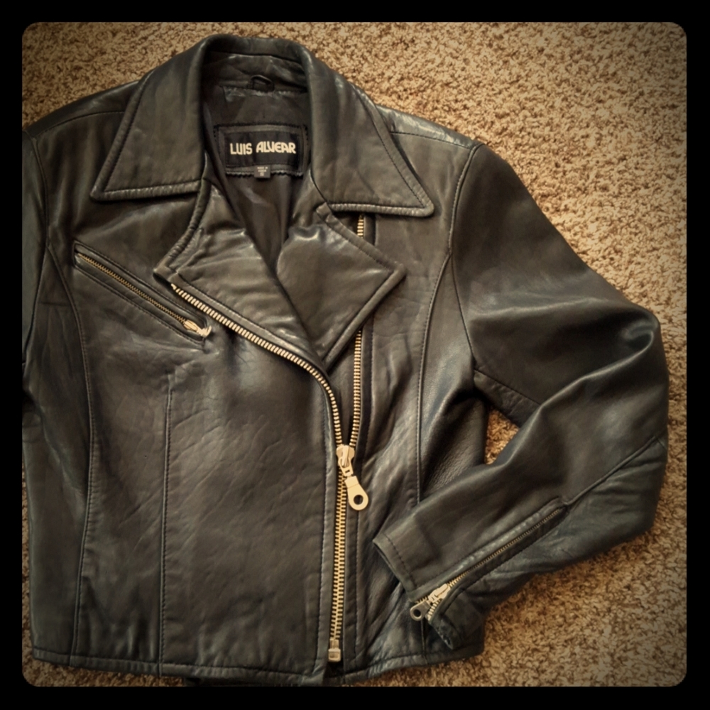 Genuine leather moto style jacket
